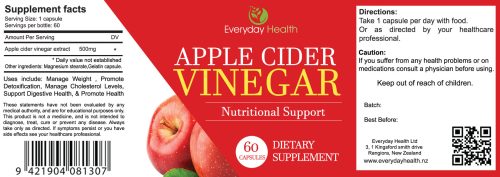 Apple Cider Vinegar - 60 Capsules - 500mg - Image 2