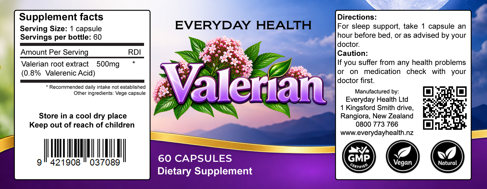 Valerian - 60 Capsules 500mg - Sleep Support - Image 2